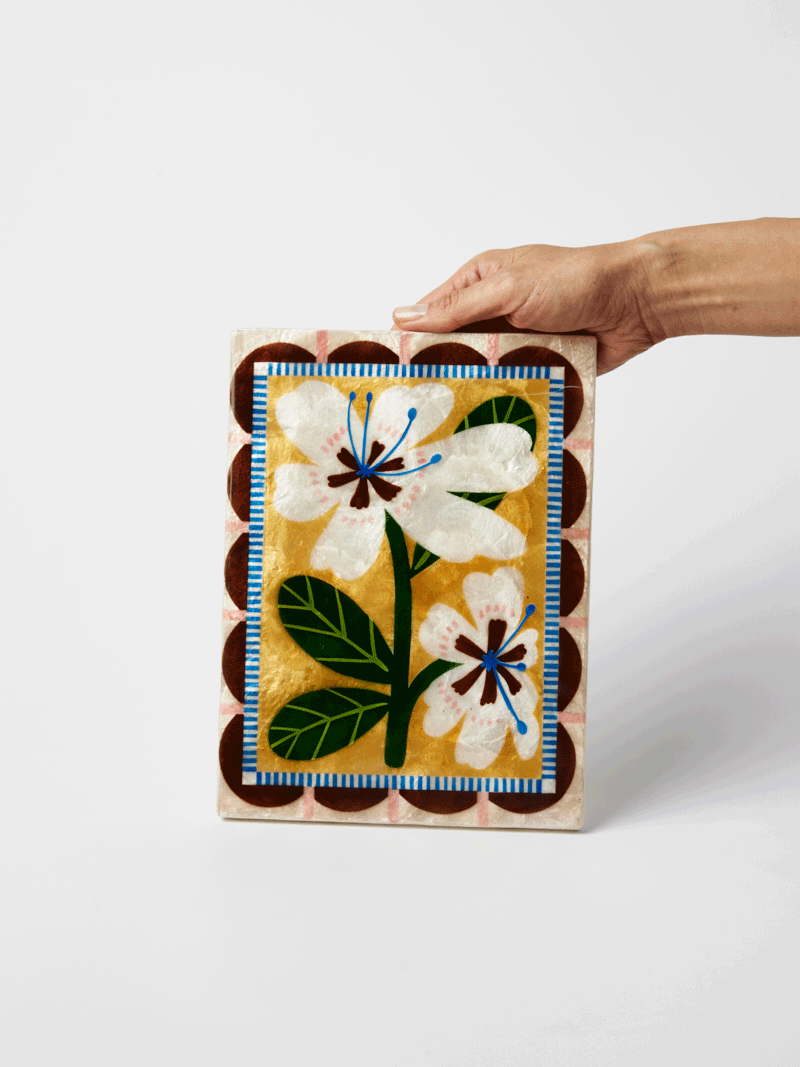 Bloom Nouveau Art Tile - White Rectangle