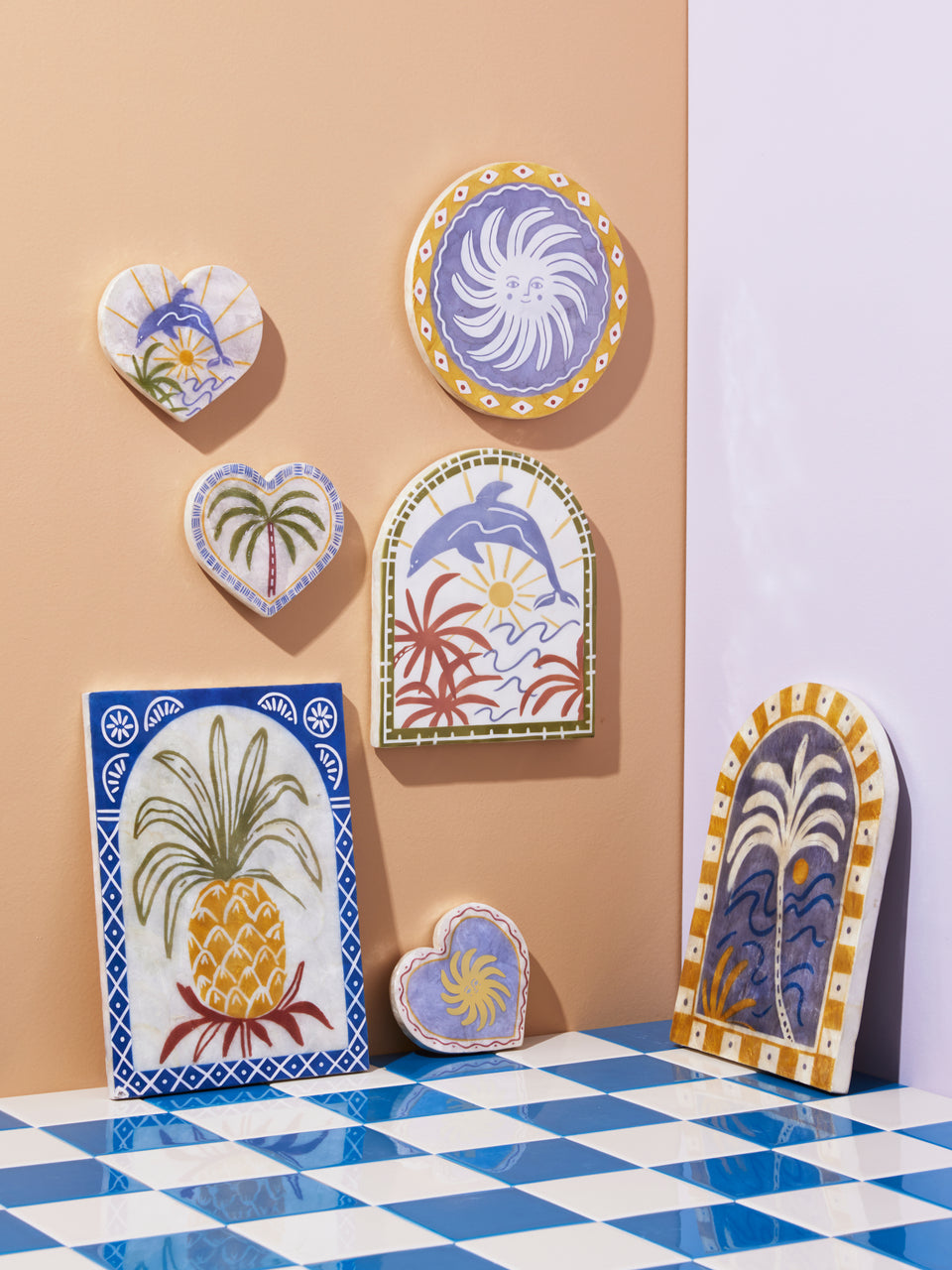 Capiz Shell Art Tile - Soleil - Palm Tree