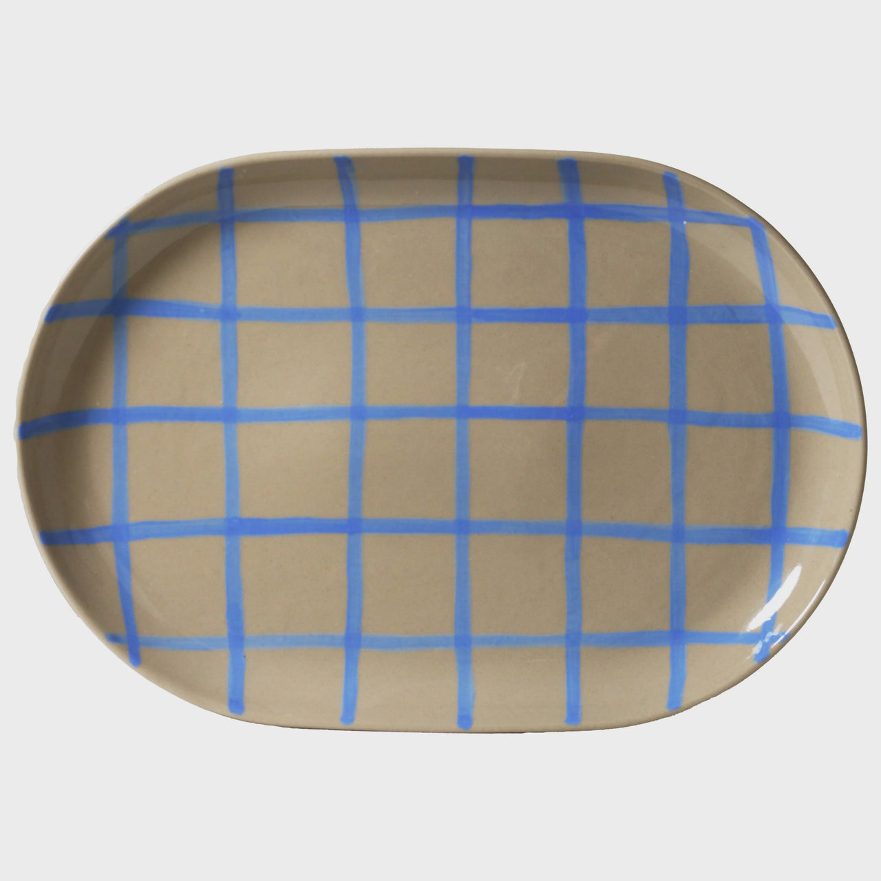 Oval Tray - Coastal Junction Stone & Blue Handbrush