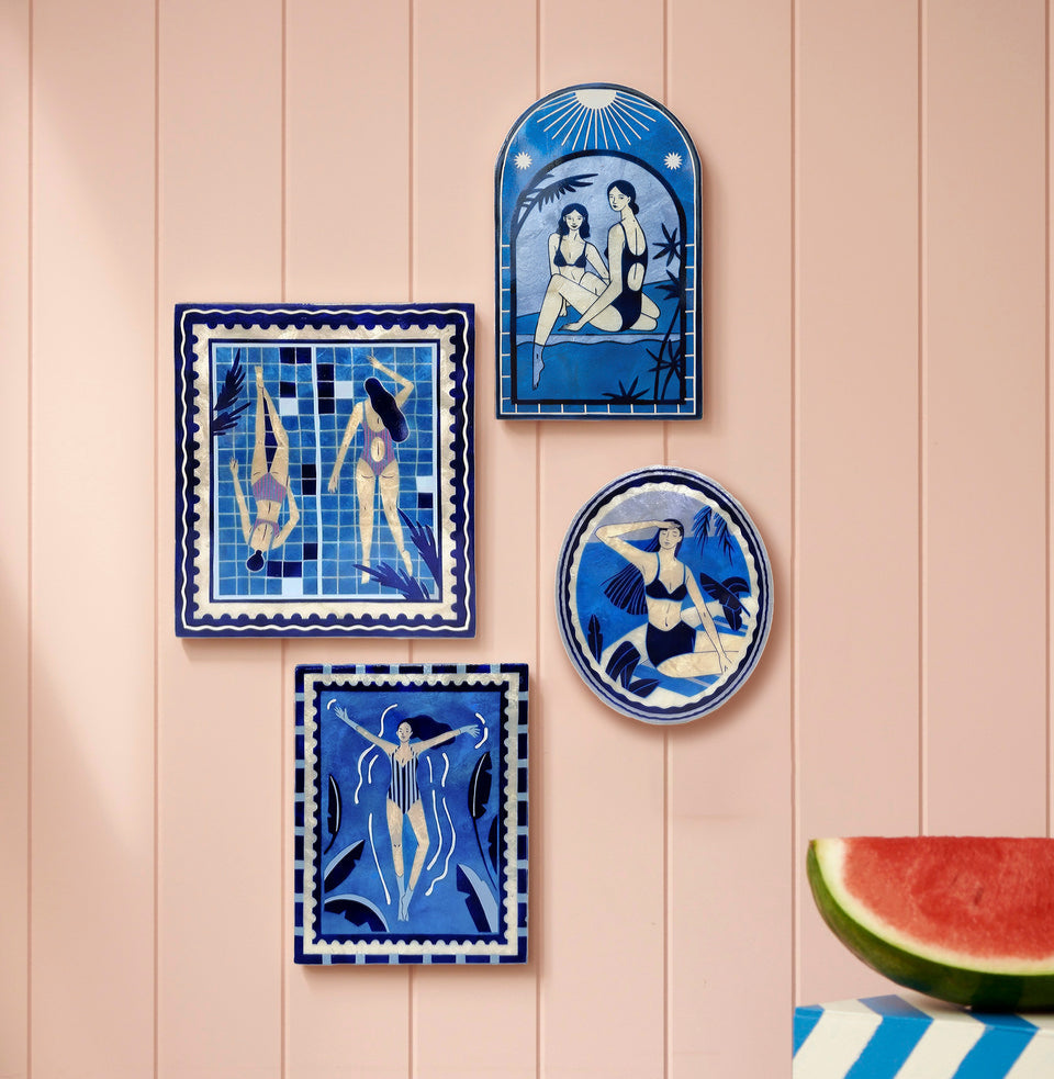 Capiz Shell Art - Resort - View Oval Blue