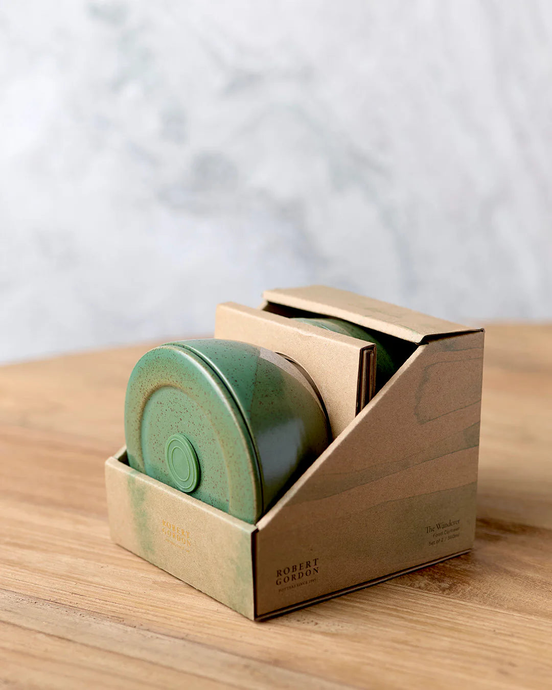 360ml Ceramic Containers Set of 2  - Green