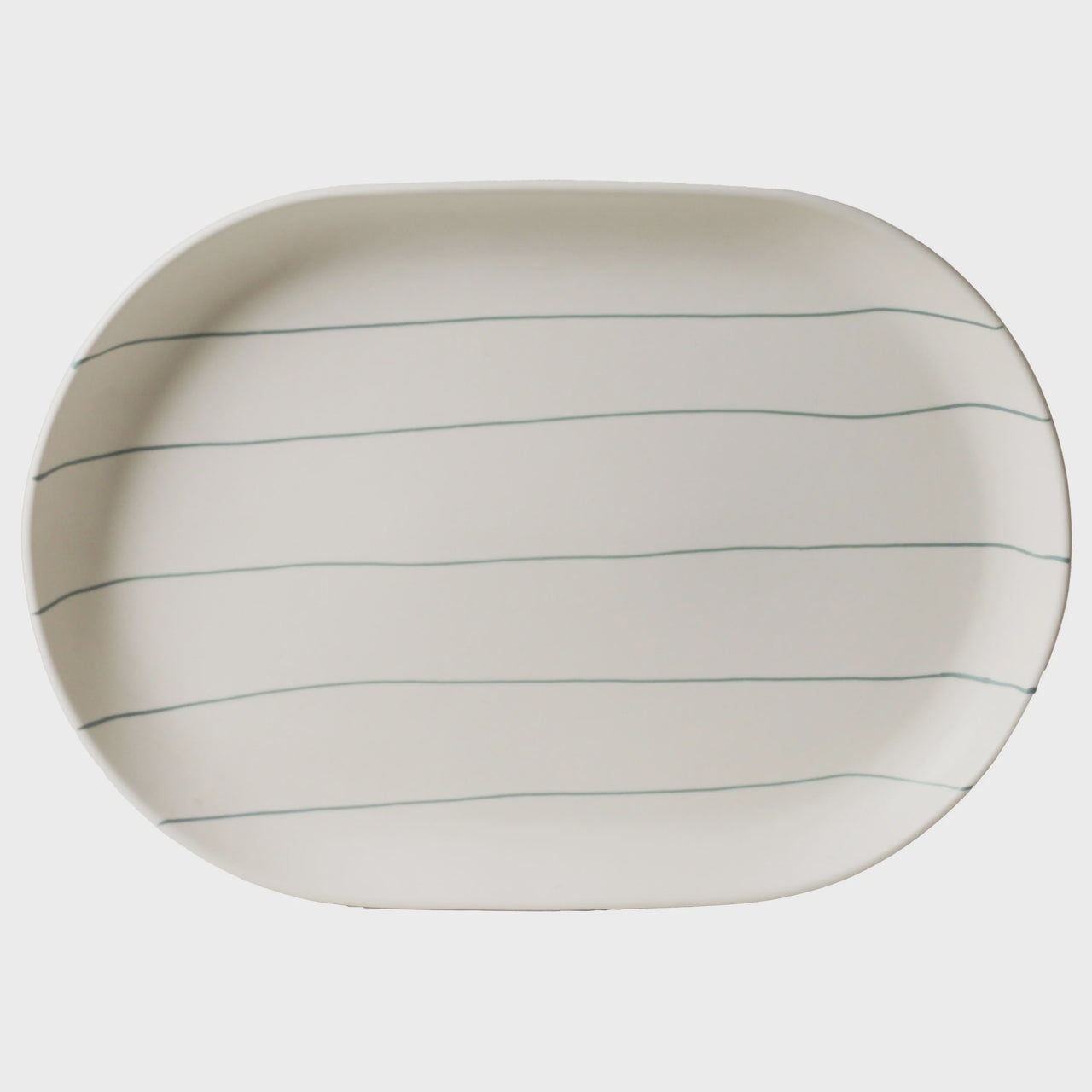 Oval Tray - Coastal Junction Cream & Green Stripe