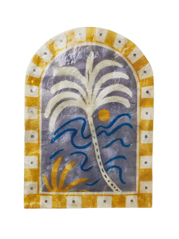 Capiz Shell Art Tile - Soleil - Palm Tree