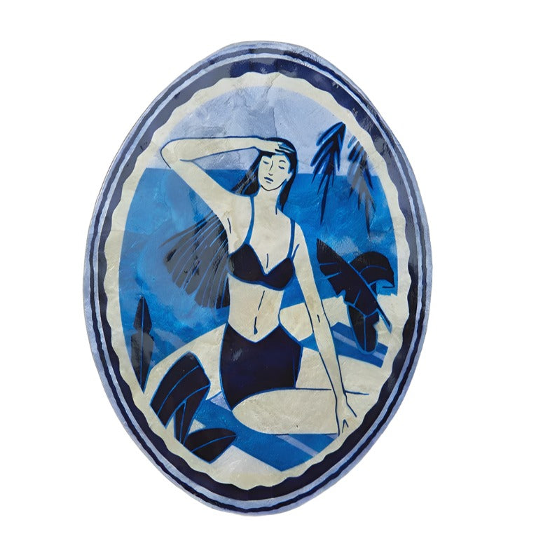 Capiz Shell Art - Resort - View Oval Blue