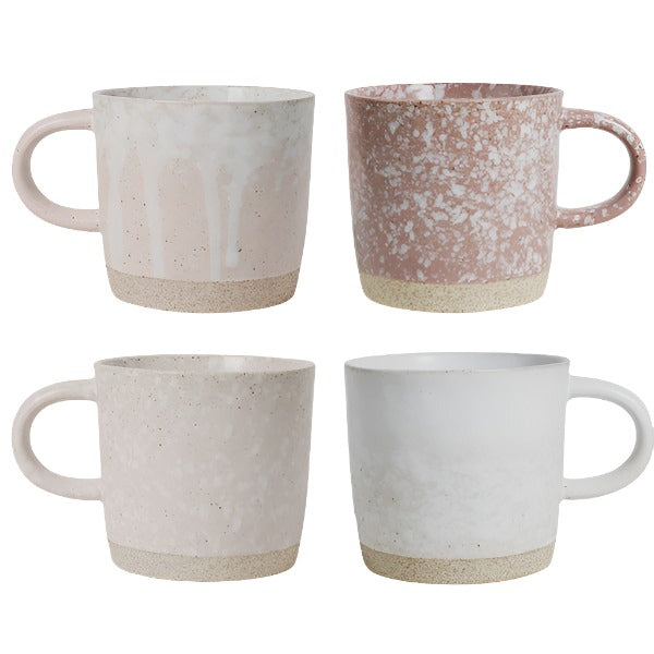 Set of 4 Mixed Mugs - Strata Pink