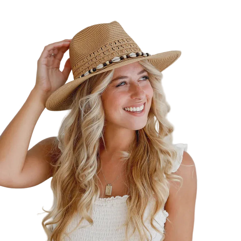 Ladies Panama Hat With Shell Detail – Wileaway display picture 3