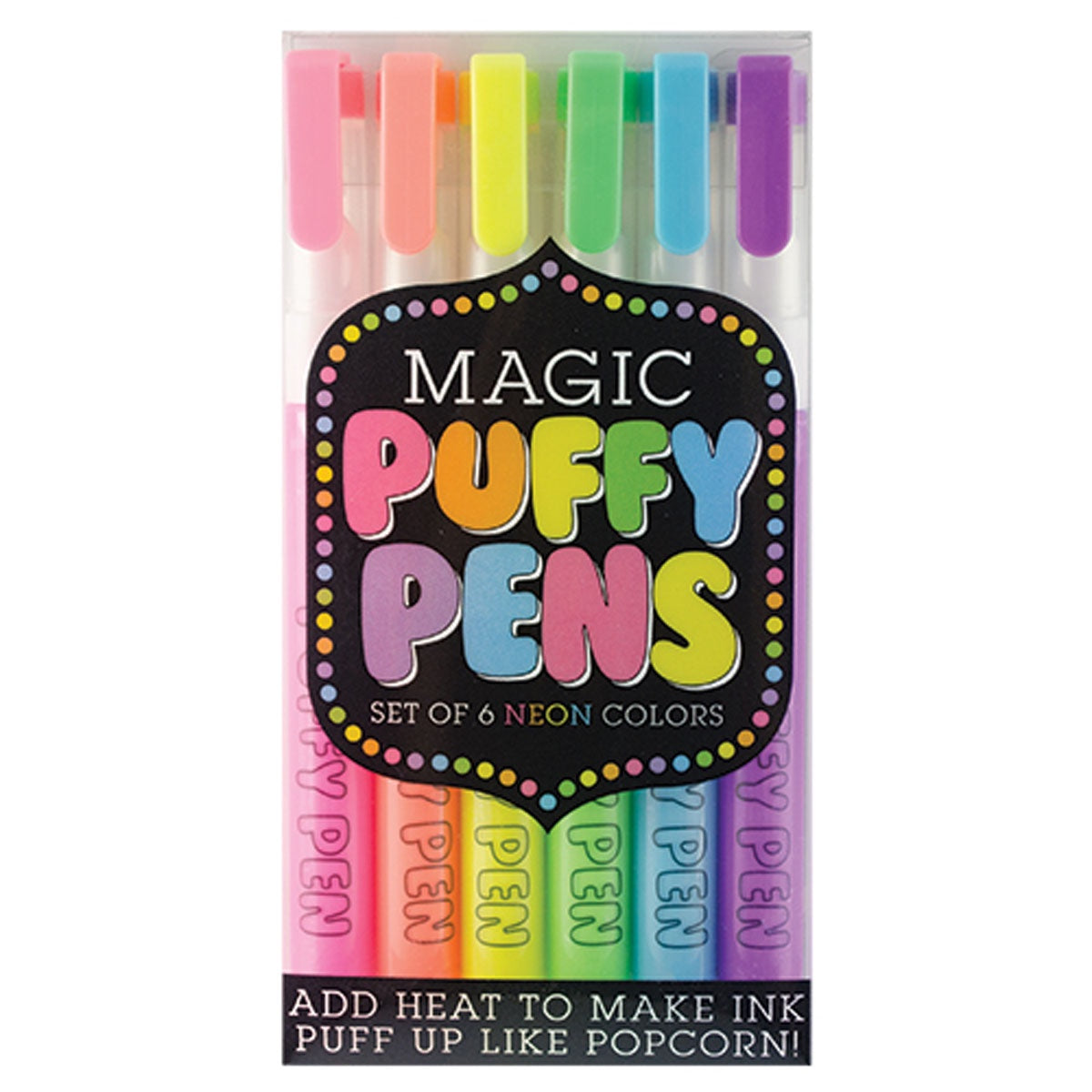 Magic Puffy Pens set of 6 neon colours Wileaway