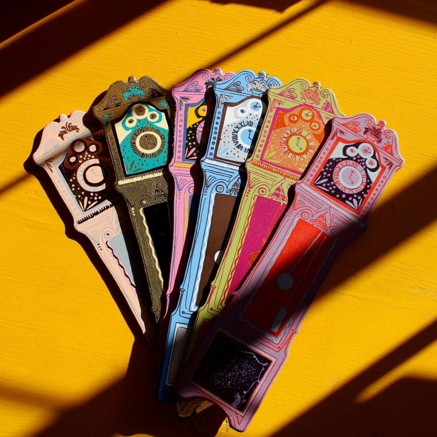 Grandfather Clock Bookmark - Pale Pink