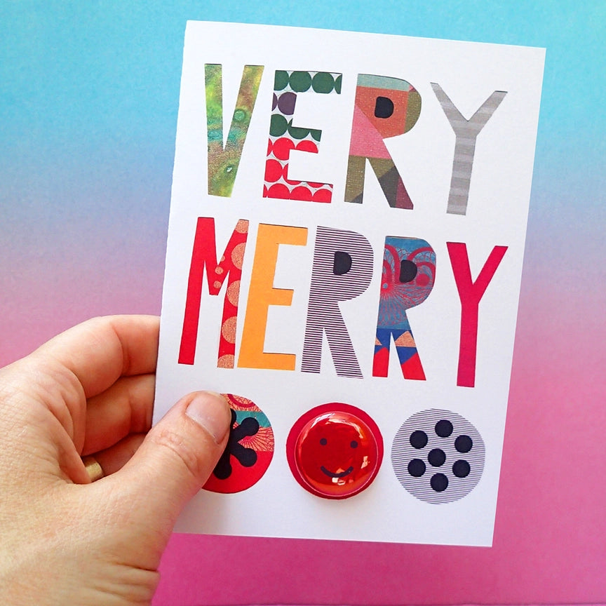 Card With Badge - Collage Text Very Merry