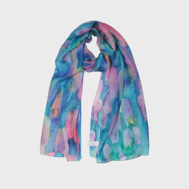 Abstract Pure Silk Scarf - Pastel Swatches