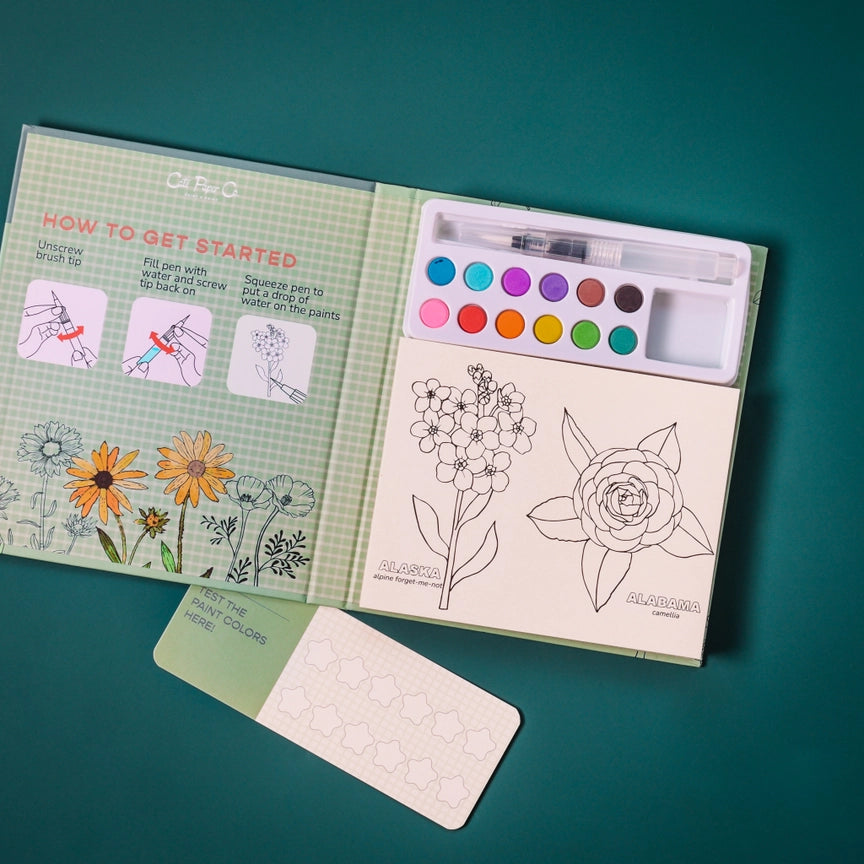 Watercolour Book & Paint Set - State Flowers