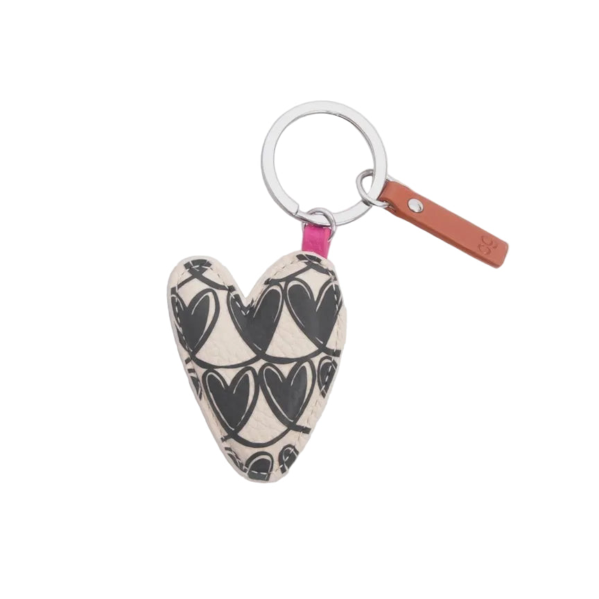 CG Vegan Leather Keyring - Mono Linked Hearts