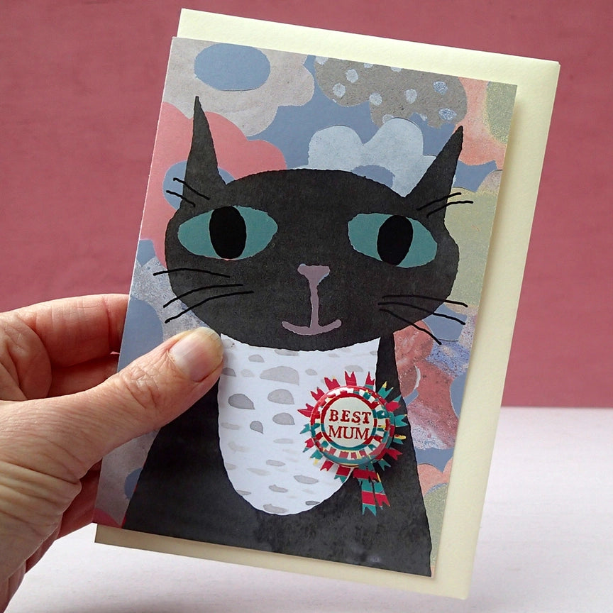 Card With Badge - Cat Best Mum