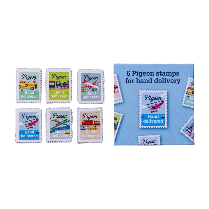 Set of 6 Hand-Delivered Pigeon Stamps