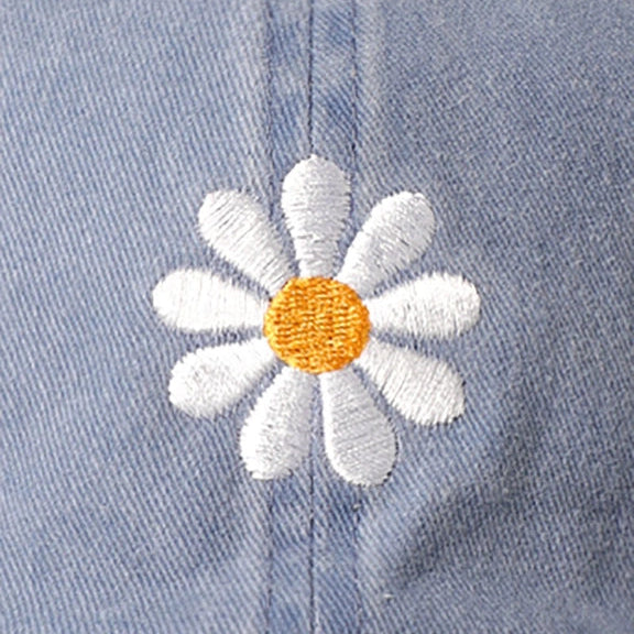 Embroidered Baseball Cap - Daisy Denim Blue