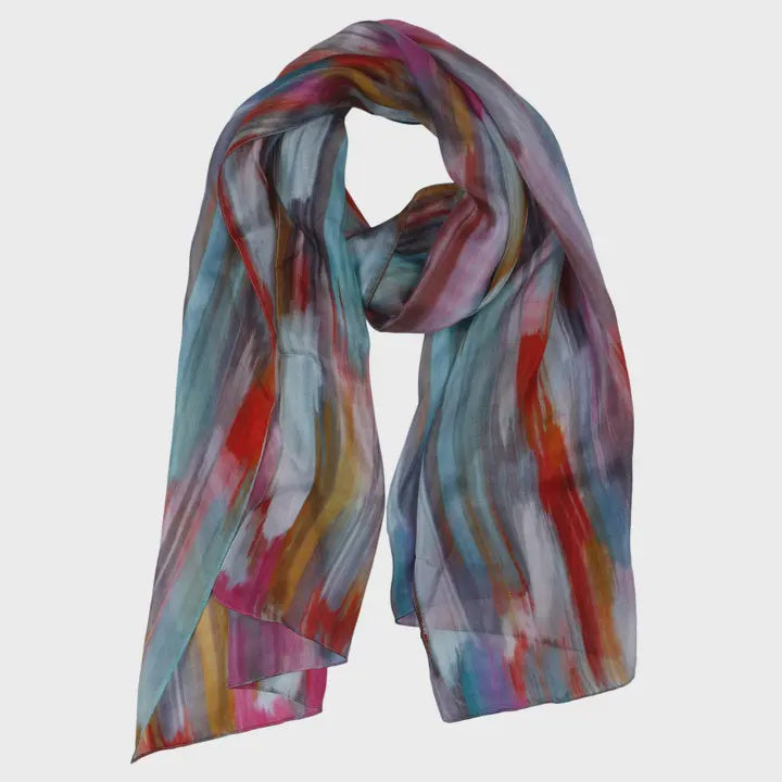 Abstract Pure Silk Scarf - Rainbow Swatches