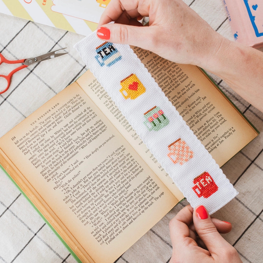 Cross-Stitch Kit Bookmark - Tea Mugs