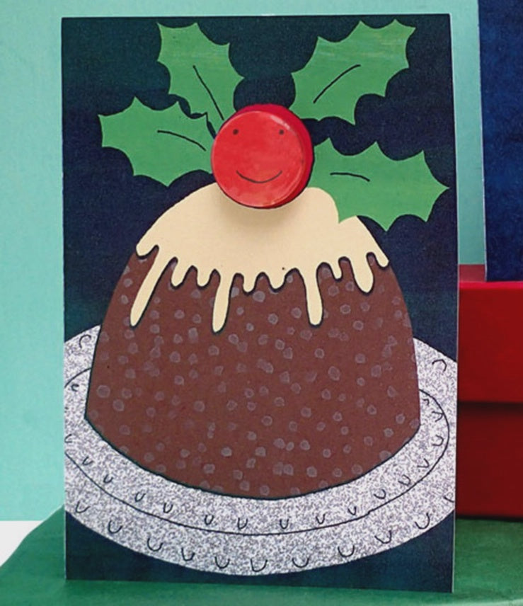 Card With Badge - Christmas Pudding