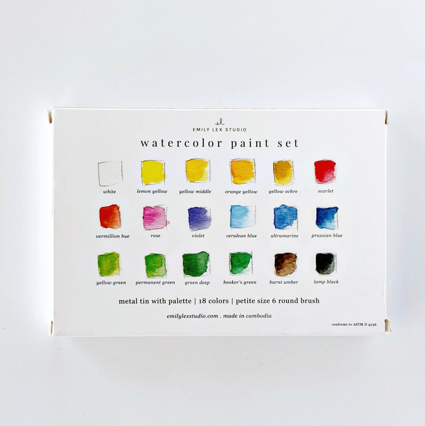 Watercolour Paint Set with Brush - 18 Colours