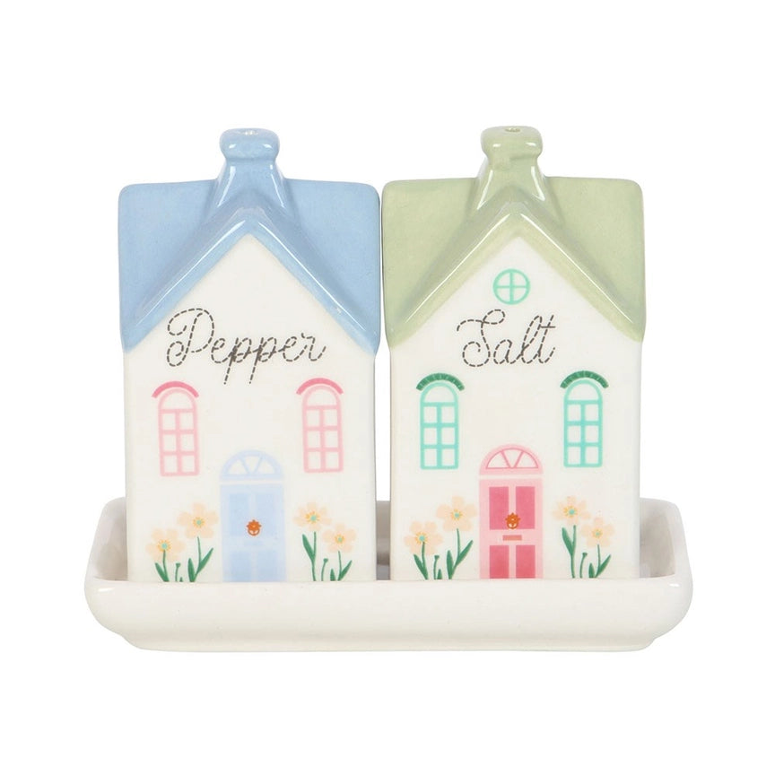 Pastel House Shaped Ceramic Salt & Pepper Shakers