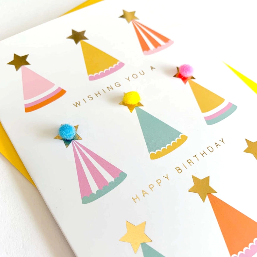 Party Hat Pom Pom Birthday Card