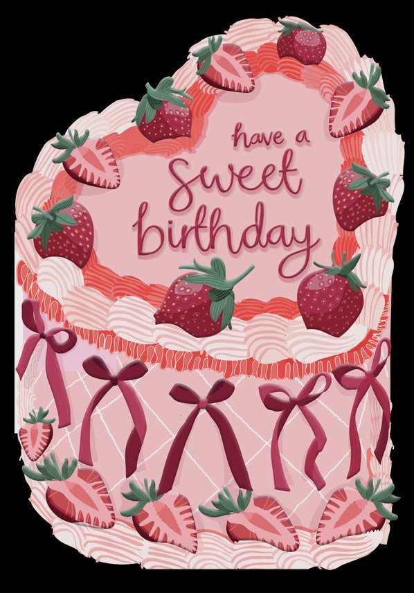 Strawberry Sweet Birthday Cake Foiled Card