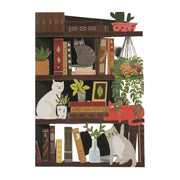 Cut Art Card - Cat Bookshelf