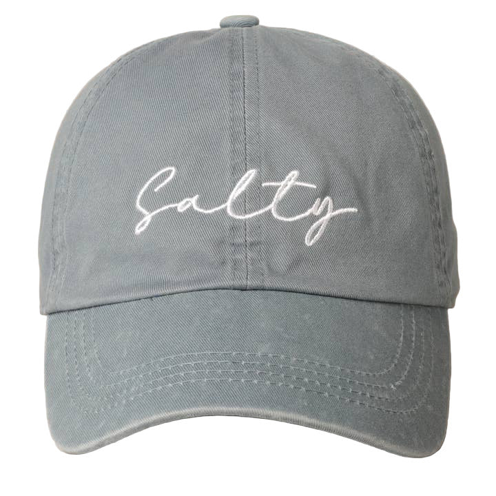 Embroidered Baseball Cap - Salty Lettering / Vintage Blue