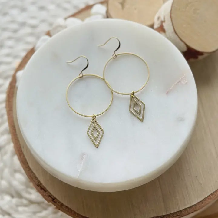 Double Diamond Hoop Earrings