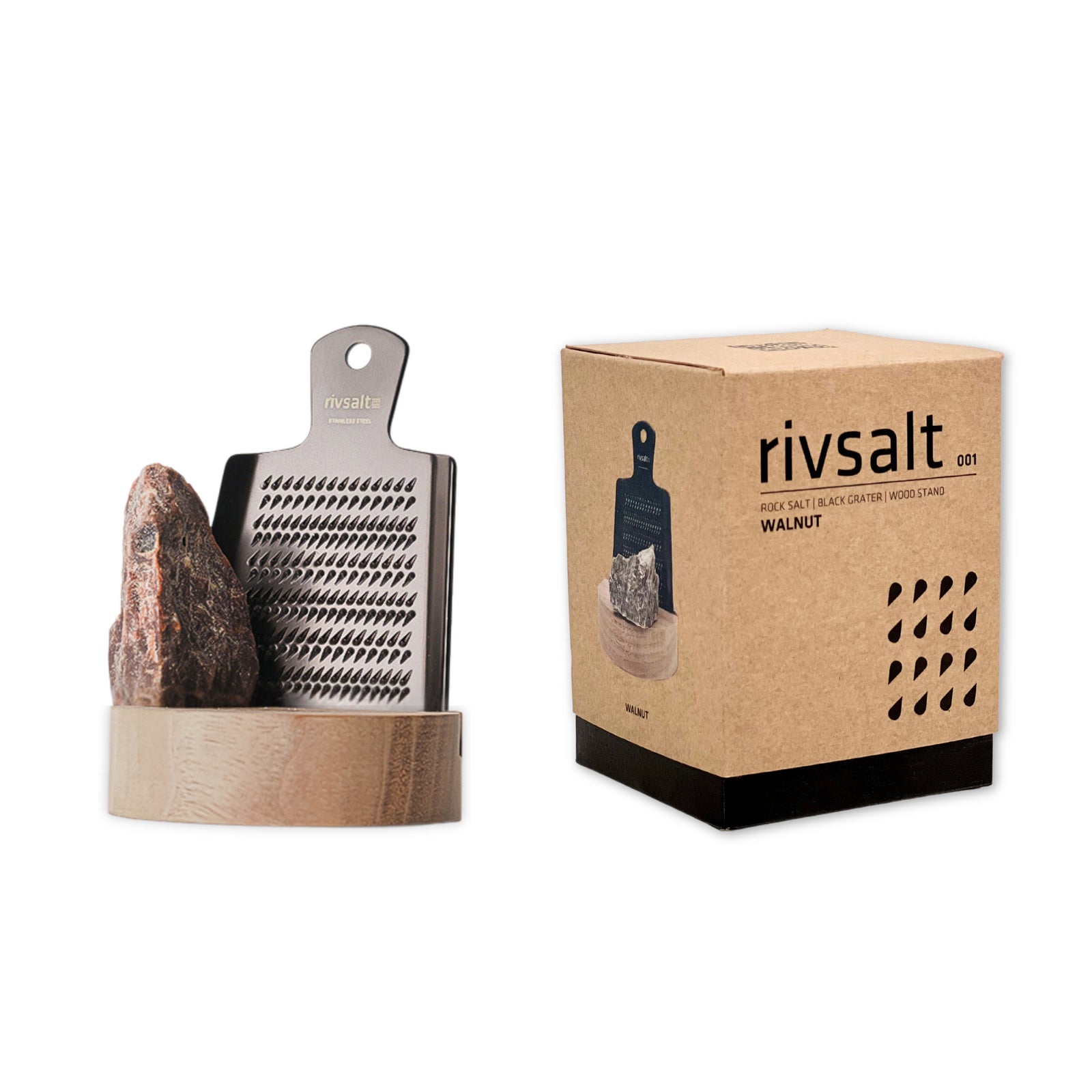 Rivsalt Rock Salt Grater - Walnut Stand