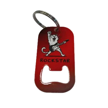 Bottle Opener Keyring - Rockstar Cat