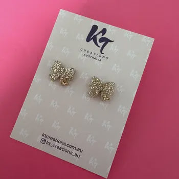 Rose Gold Bow Glitter Acrylic Studs