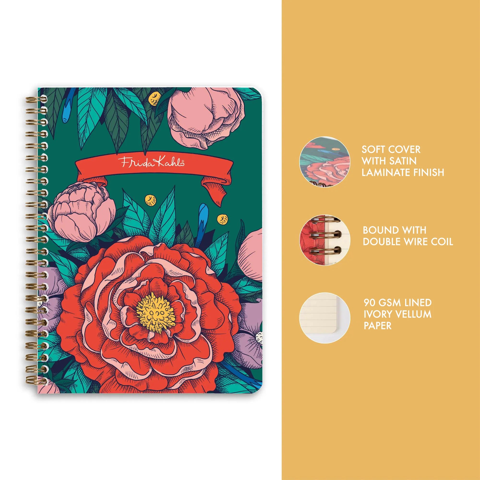Wirebound Lined Notebook A5 - Frida Kahlo
