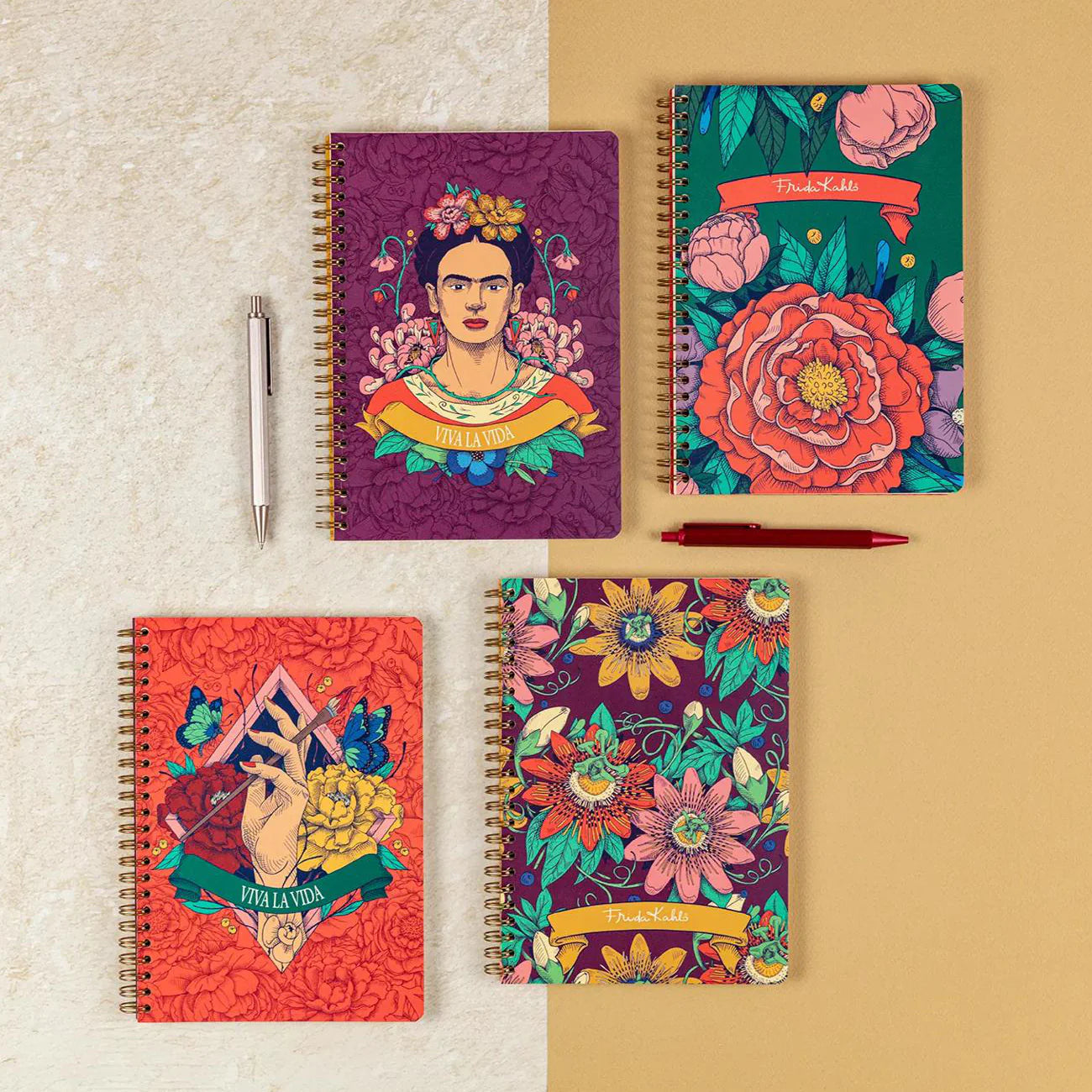 Wirebound Lined Notebook A5 - Frida Kahlo