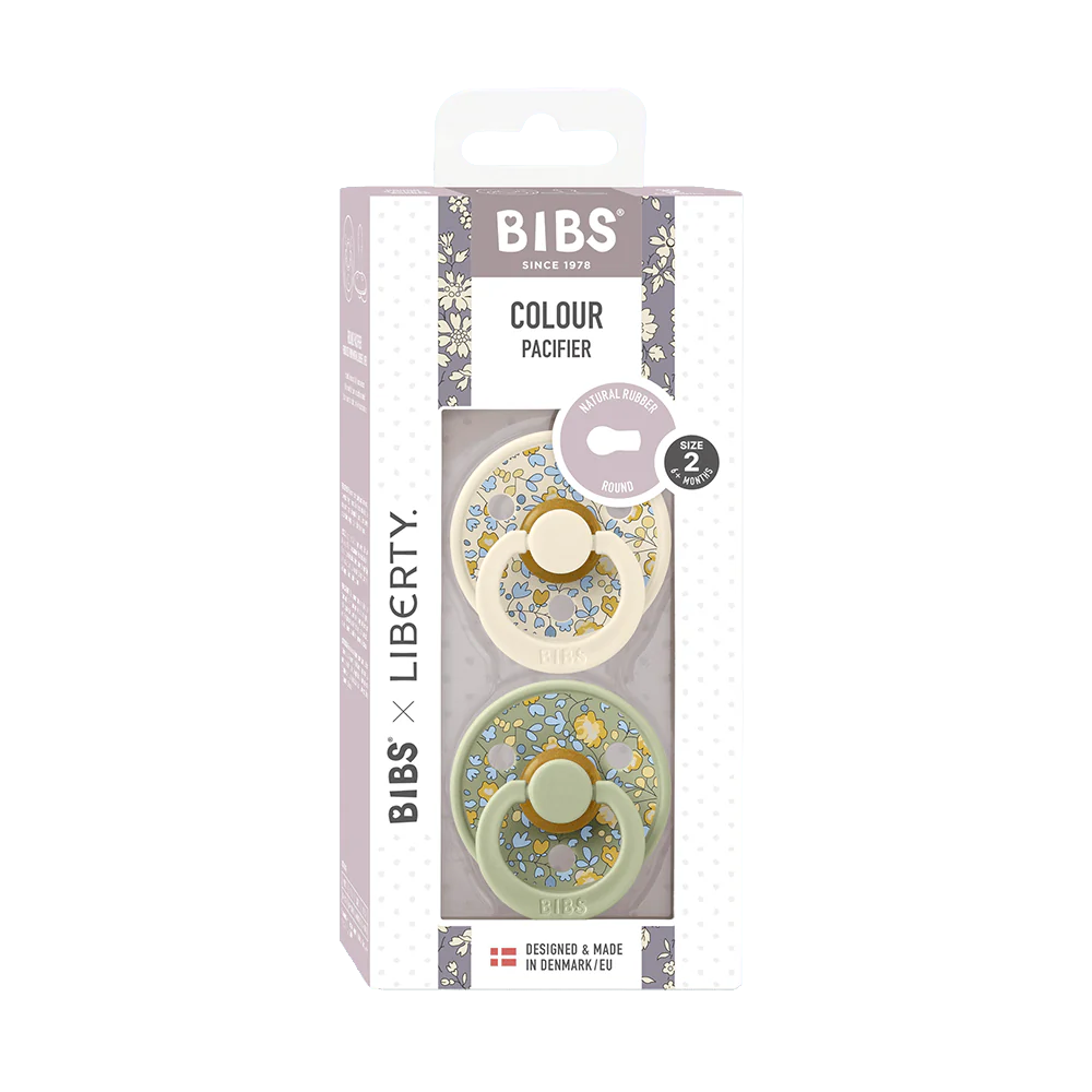 BIBS X LIBERTY Round Pacifier 2 Pack - Eloise Sage Mix