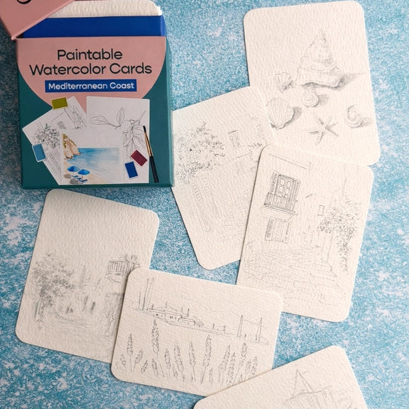 Paintable Watercolour Card Deck - Mediterranean Coast