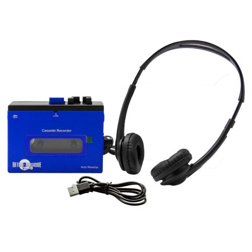 Retro Cassette Player Set - Back to the 60s, 70s & 80s Blue
