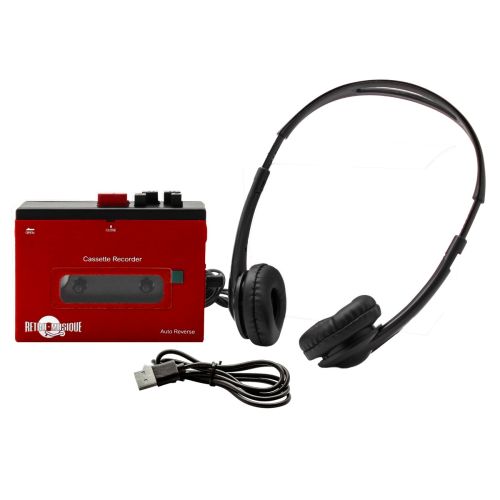 Retro Cassette Player Set - Back to the 80s & 90s - Red