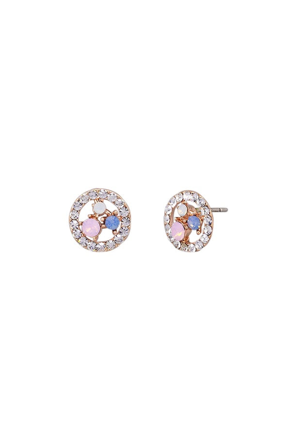 Alessia Rose Gold Crystal Stud Earrings - Blue