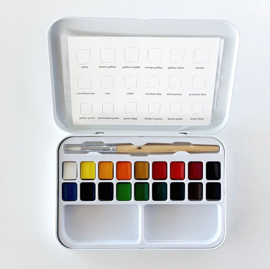 Watercolour Paint Set with Brush - 18 Colours