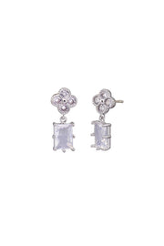 Anna Crystal Stud Drop Earrings - Silver