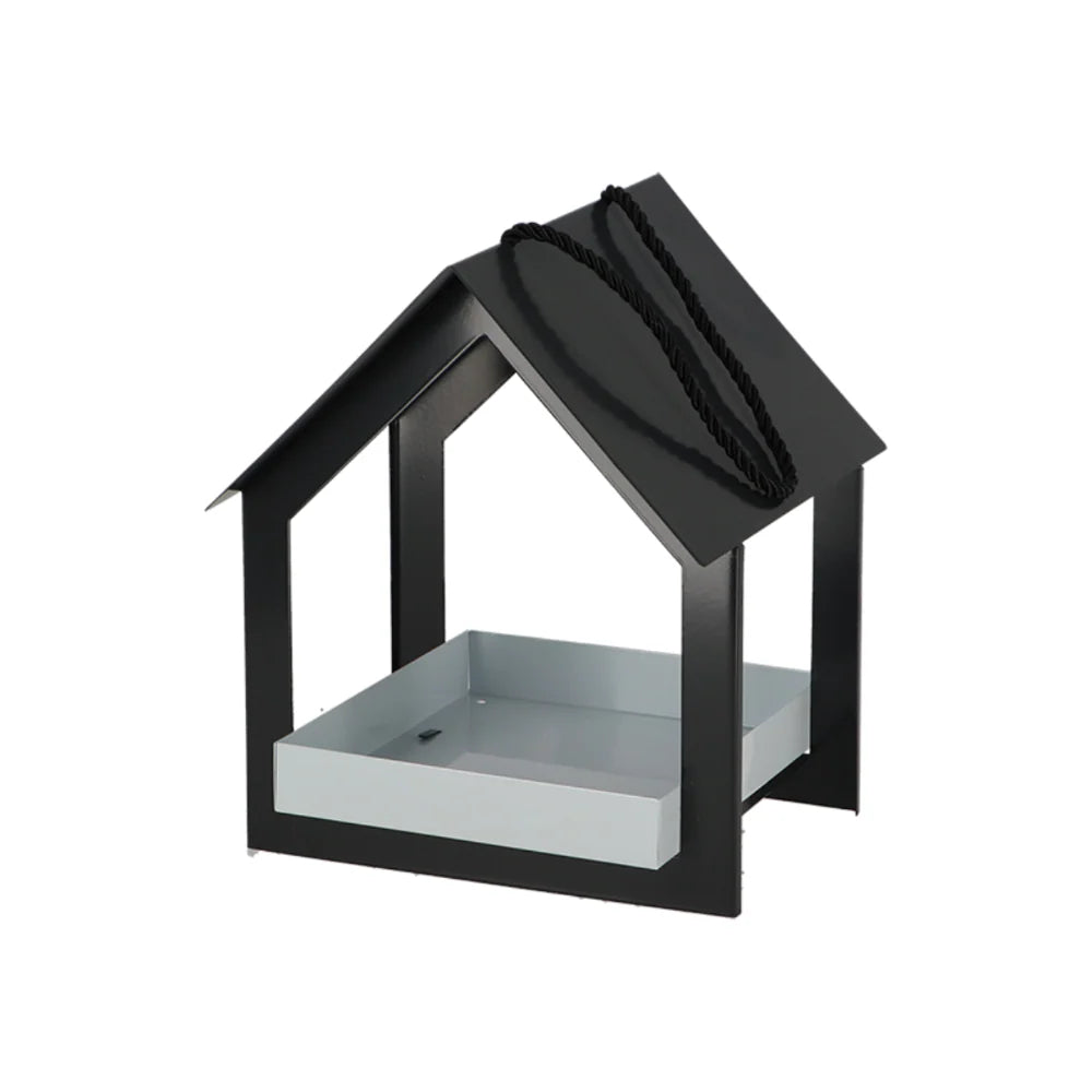 Hanging Bird Feeder - Dark Grey & White