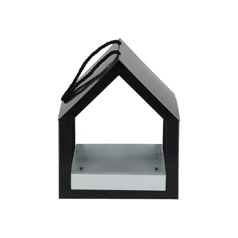 Hanging Bird Feeder - Dark Grey & White