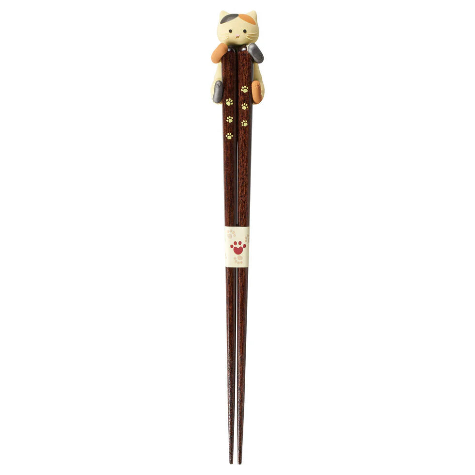 Chopsticks with Cat Holder - Tortoiseshell Cat
