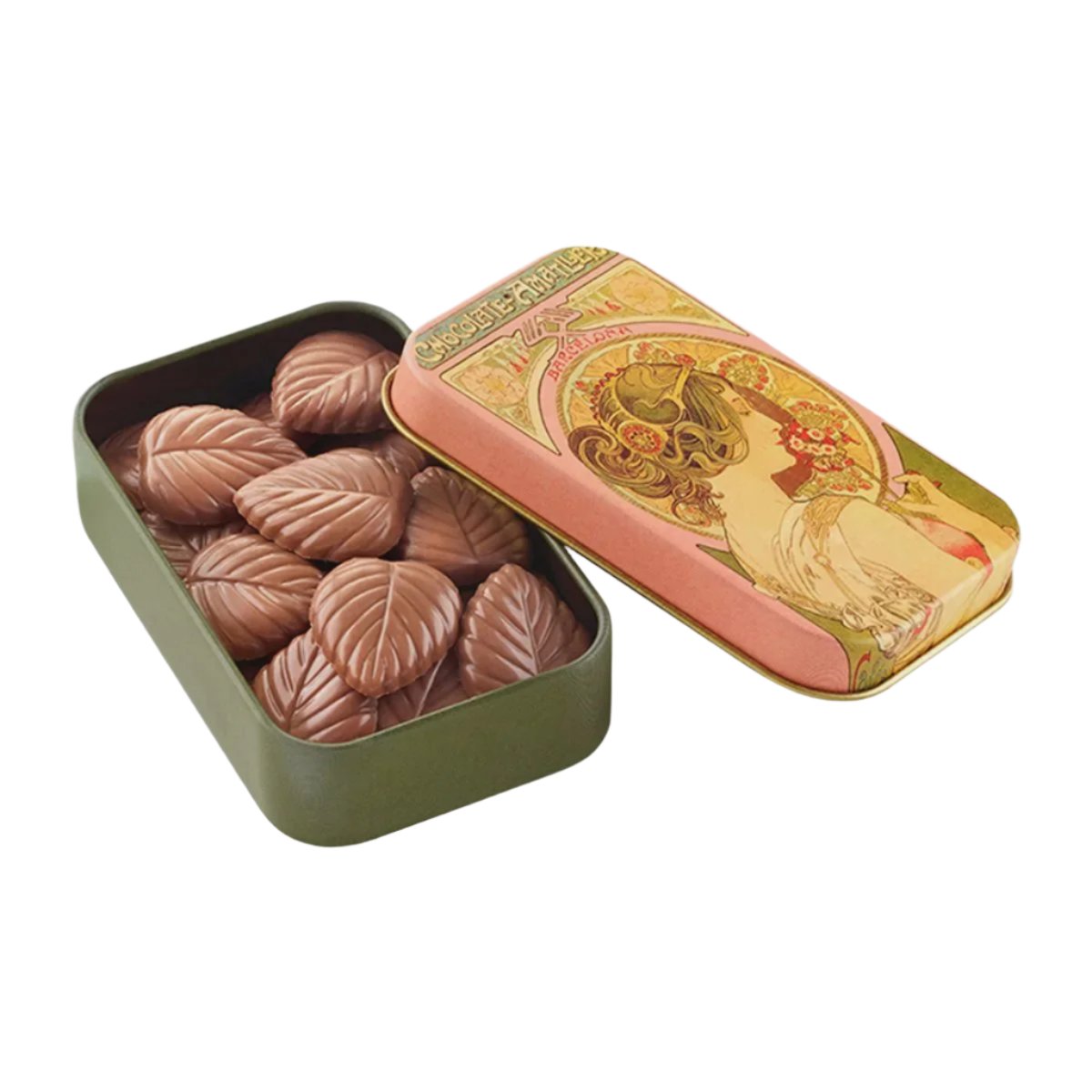 Chocolate Leaves Metal Tin - Milk Chocolate