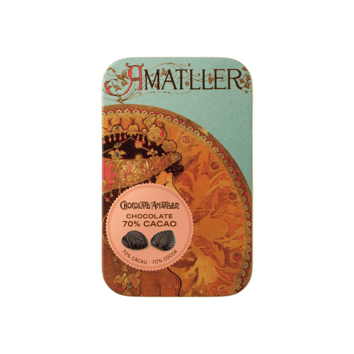 Chocolate Leaves Metal Tin - 70% Cocoa