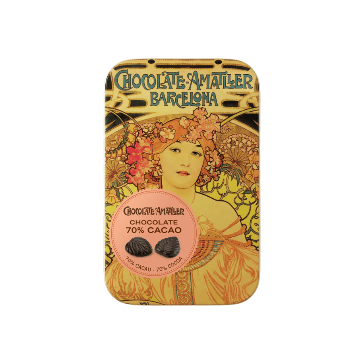 Chocolate Leaves Metal Tin - 70% Cocoa