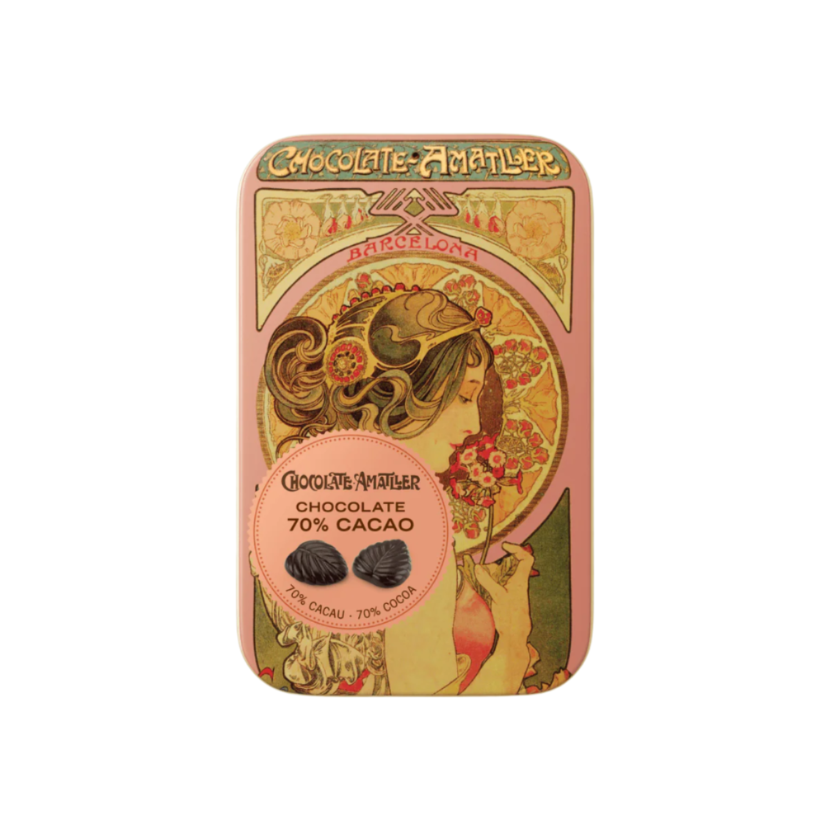 Chocolate Leaves Metal Tin - 70% Cocoa