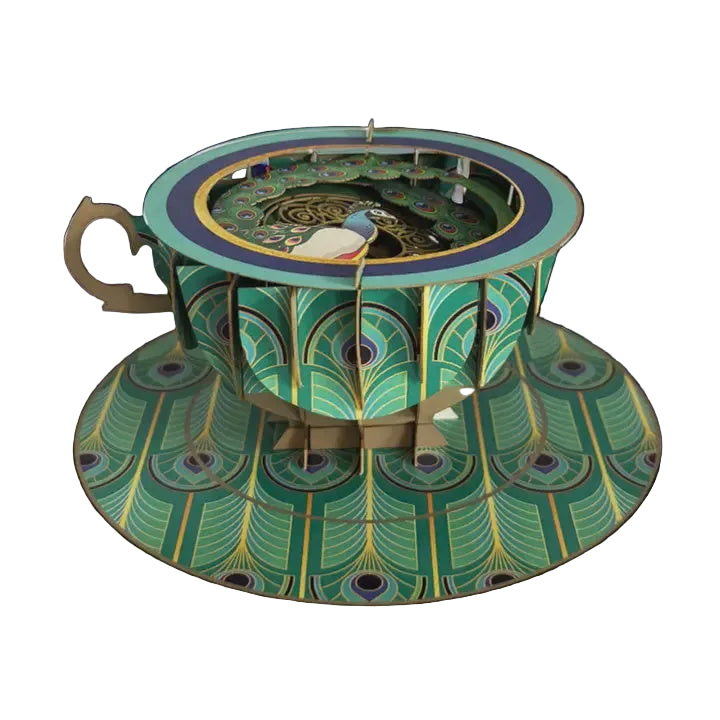 Cup Of Tea Peacock Pop Up Card
