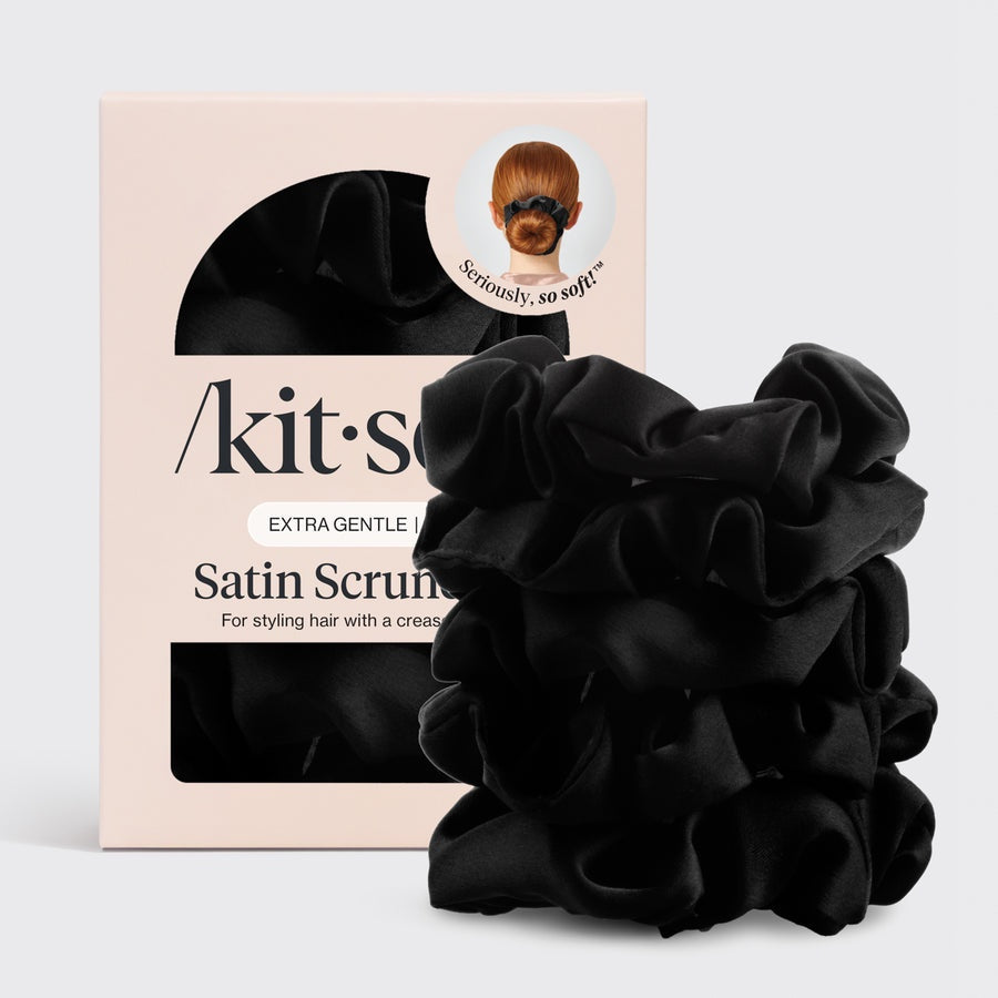 Satin Sleep Scrunchies 5pc- Black